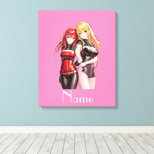 Cute Girls Anime Thunder_Cove Canvas Afdruk (Insitu (Houten vloer))
