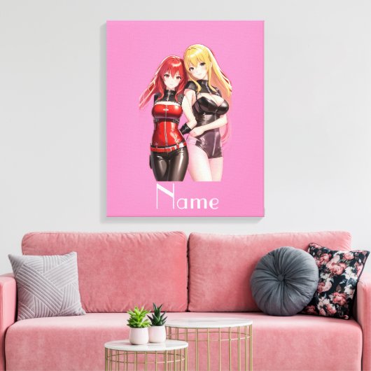 Cute Girls Anime Thunder_Cove Canvas Afdruk (Insitu (Woonkamer))