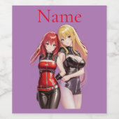 Cute Girls Anime Thunder_Cove Wijn Etiket (Enkel label)