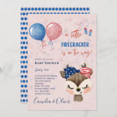 Cute Girls Baby Shower US Little Firecracker Deer  Kaart (Voorkant / Achterkant)