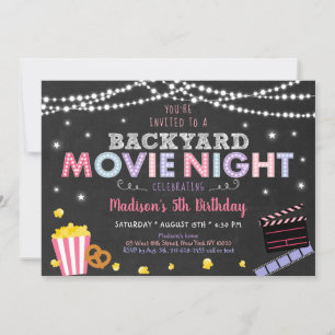Cute Girls Backyard Movie Night Birthday Kaart
