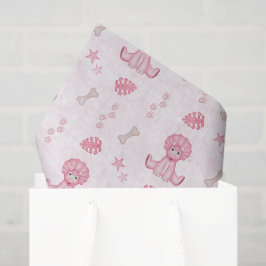 Cute Girls Birthday Pink Dinosaur Tissuepapier