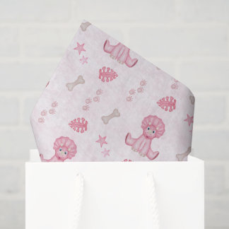 Cute Girls Birthday Pink Dinosaur Tissuepapier