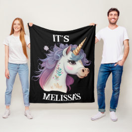 Cute Girls Black Elegant Paars Magical Unicorn Fleece Deken