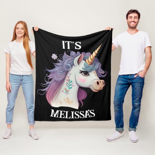 Cute Girls Black Elegant Paars Magical Unicorn Fleece Deken (In situ)