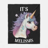 Cute Girls Black Elegant Paars Magical Unicorn Fleece Deken (Voorkant)