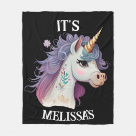 Cute Girls Black Elegant Paars Magical Unicorn Fleece Deken