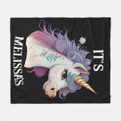 Cute Girls Black Elegant Paars Magical Unicorn Fleece Deken (Voorkant (Horizontaal))
