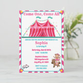Cute Girl's Circus Carnival Birthday Invitation Kaart (Staand voorkant)