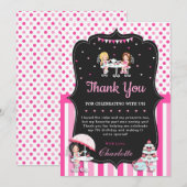 Cute Girls Cupcake High Tea Party Birthday Pink Bedankkaart (Voorkant / Achterkant)