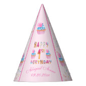 Cute Girls Cupcakes Happy 1ste verjaardag Feesthoedjes (Voorkant)