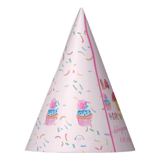 Cute Girls Cupcakes Happy 1ste verjaardag Feesthoedjes (Links)