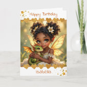 Cute Girl's Fairy and Dragon Themed Birthday Kaart (Voorkant)