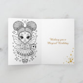 Cute Girl's Fairy and Dragon Themed Birthday Kaart (Binnen)