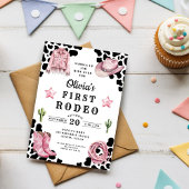 Cute Girl's First Rodeo 1st Birthday Kaart
