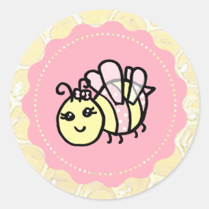Cute Girl's Honey Bee Baby shower Ronde Sticker