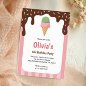 Cute Girls Ice Cream Birthday Party Kaart