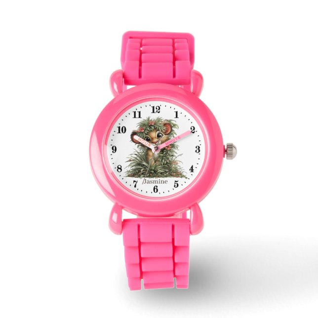 Cute girls lion lovers add name  horloge (Voorkant)