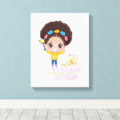 Cute Girls Melanin Princess Training to be Queen Canvas Afdruk (Insitu (Houten vloer))