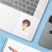 Cute Girls Melanin Princess Training to be Queen Sticker (Laptop met iPhone)