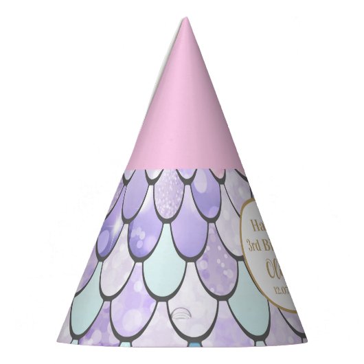 Cute Girls Mermaid 3rd Birthday Party Pet Feesthoedjes (Links)