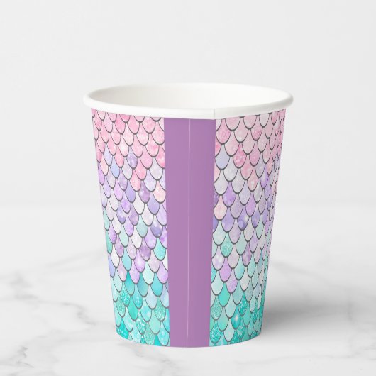 Cute Girls Mermaid Birthday Papieren Bekers (Rechts)