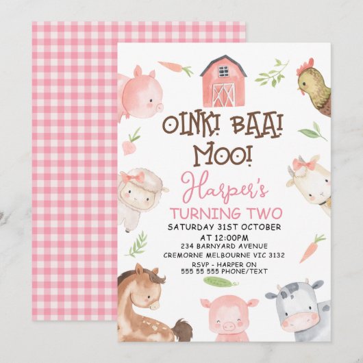 Cute Girls Minimalistisch Boerderij Thema's Kaart (Voorkant / Achterkant)