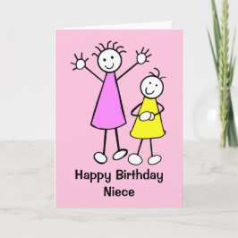 Cute Girls Niece Pink Happy Birthday Card Kaart