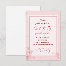 Cute Girls Night Galentine Pink Party Invitation RSVP Kaartje
