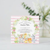 Cute Girls Oerwoud Animals Baby shower Kaart (Staand voorkant)