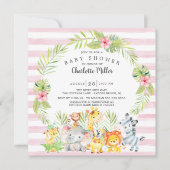 Cute Girls Oerwoud Animals Baby shower Kaart (Voorkant)