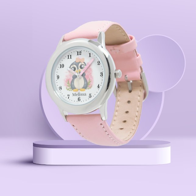 cute girls penguin lovers add name  horloge (Creator heeft geüpload)