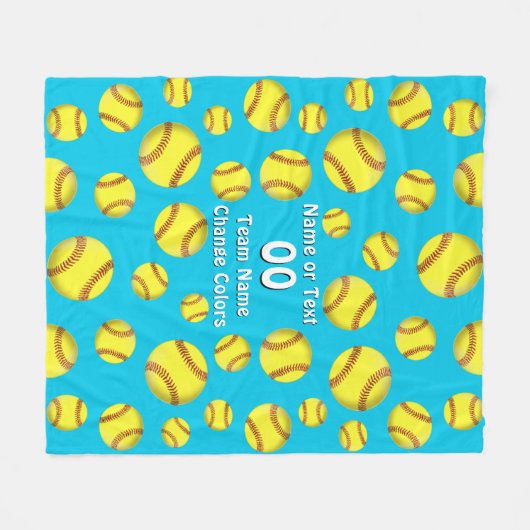 Cute Girls Personalized Softball Fleece Blanket (Voorkant (Horizontaal))