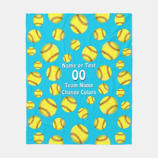 Cute Girls Personalized Softball Fleece Blanket Deken (Voorkant)