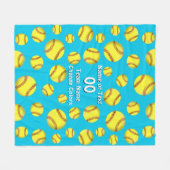 Cute Girls Personalized Softball Fleece Blanket Deken (Voorkant (Horizontaal))
