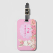 Cute Girls Pink Bunny Floral Kinder Vacation Bagagelabel (Voorkant (verticaal))