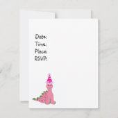 Cute Girls Pink Dinosaur Birthday Uitnodiging (Achterkant)