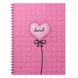 Cute Girls Pink Heart Ballon School Notitieboeken