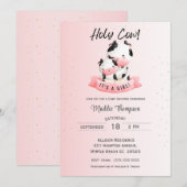 Cute Girls Pink Koe Mam en Baby shower Kaart (Voorkant / Achterkant)