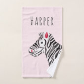 Cute Girl's Pink Waterverf Zebra Safari Baby Kinde Bad Handdoek (Handdoek)