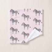 Cute Girl's Pink Waterverf Zebra Safari Baby Kinde Bad Handdoek (Wasdoekje)