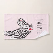 Cute Girl's Pink Waterverf Zebra Safari Baby Kinde Bad Handdoek (Handdoek)