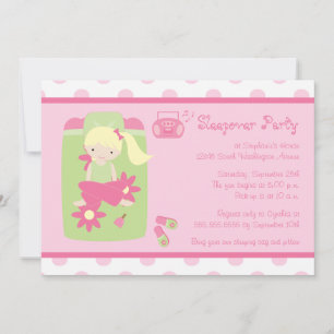 Cute girl's polkadots, sleepover party-uitnodiging kaart