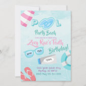 Cute Girls Pool Party Basal Birthday Invitation Kaart (Voorkant)