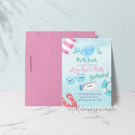 Cute Girls Pool Party Basal Birthday Invitation Kaart