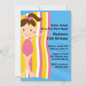 CUTE Girls Pool Party Birthday Invitation Kaart (Voorkant)