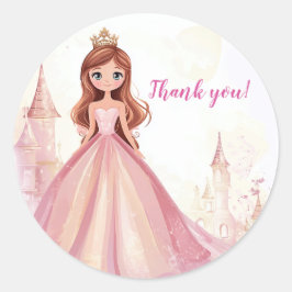 Cute Girls Princess Birthday Thank You Sticker