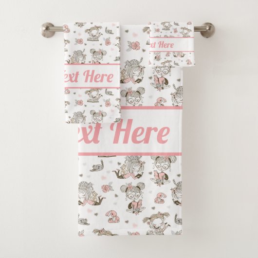Cute Girls Reading Books Gift Ideeën Bad Handdoek (Insitu)
