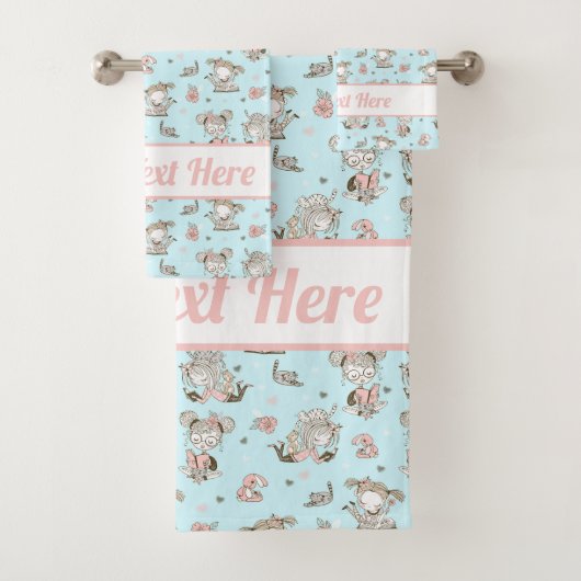 Cute Girls Reading Books Gift Ideeën Bad Handdoek (Insitu)