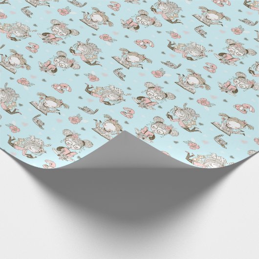 Cute Girls Reading Books Gift Ideeën Cadeaupapier (Hoek)